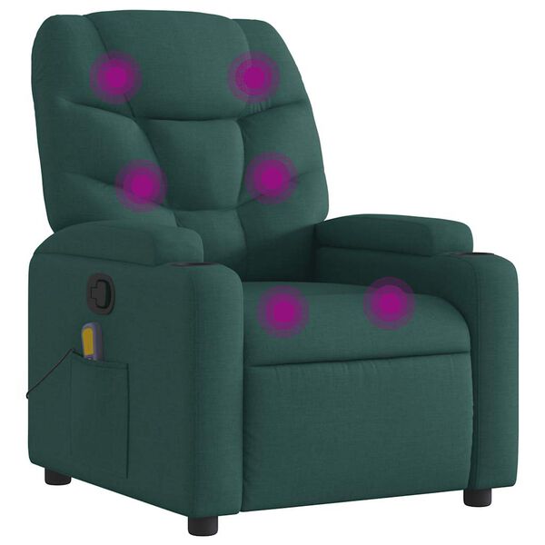 vidaXL Fauteuil de massage inclinable Vert fonc&eacute; Tissu