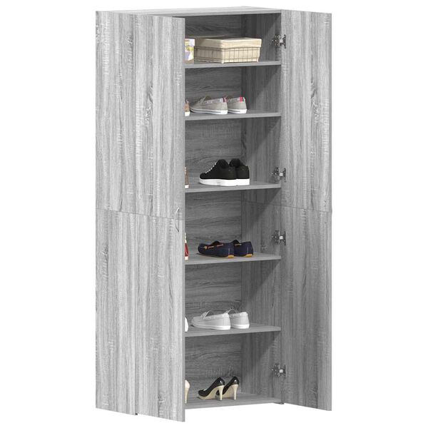 vidaXL Cabinet à chaussures Gris 80 x 35.5 x 180 cm Bois d'ingénierie