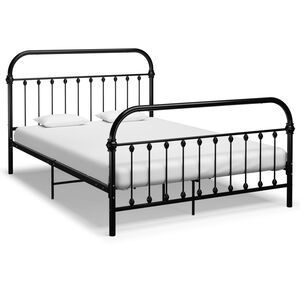 vidaXL Cadre de lit sans matelas et t&ecirc;te de lit noir 140x200 cm m&eacute;tal