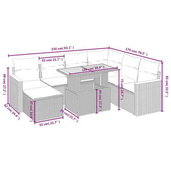 vidaXL Salon de jardin 8 pcs avec coussins noir r&eacute;sine tress&eacute;e