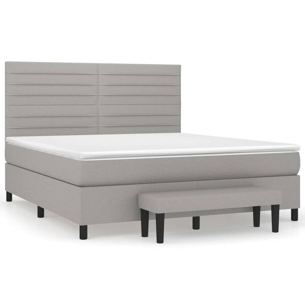 vidaXL Sommier &agrave; lattes de lit avec matelas Gris clair 160x200cm Tissu