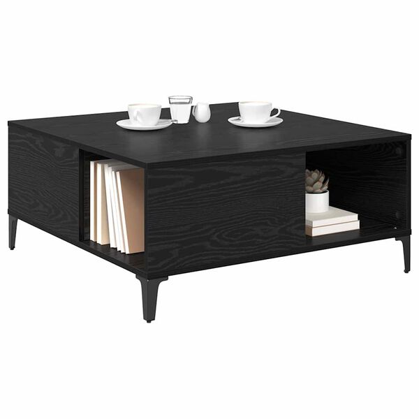 vidaXL Table basse Ch&ecirc;ne noir 80 x 80 x 36,5 cm Bois d'ing&eacute;nierie