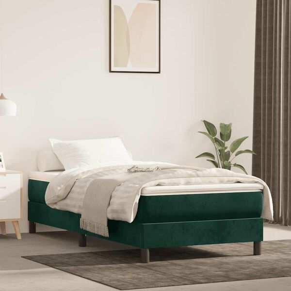 vidaXL Sommier &agrave; lattes de lit et matelas Vert fonc&eacute; 80x200 cm Velours