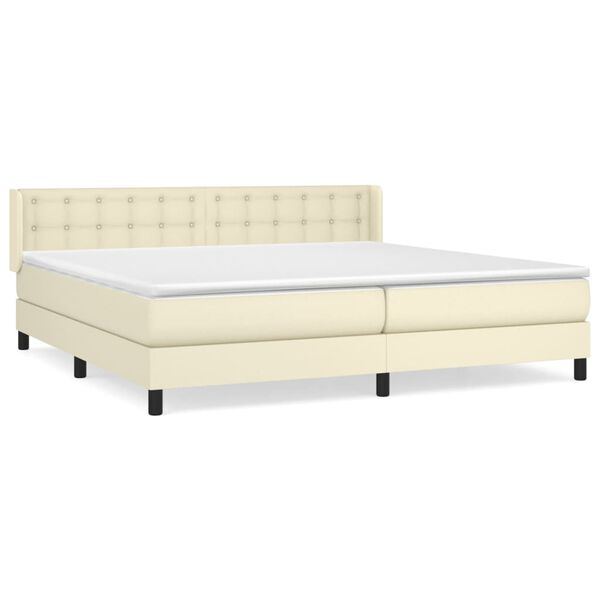 vidaXL Sommier &agrave; lattes de lit avec matelas Cr&egrave;me 200x200cm Similicuir