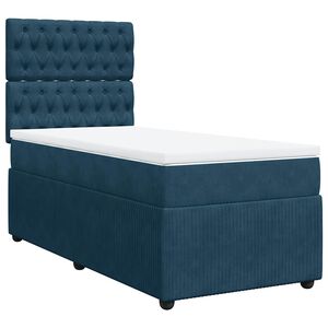 vidaXL Sommier &agrave; lattes de lit avec matelas Bleu fonc&eacute; 90x190 cm