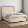 vidaXL Sommier &agrave; lattes de lit matelas et LED Cr&egrave;me 140x190 cm Tissu
