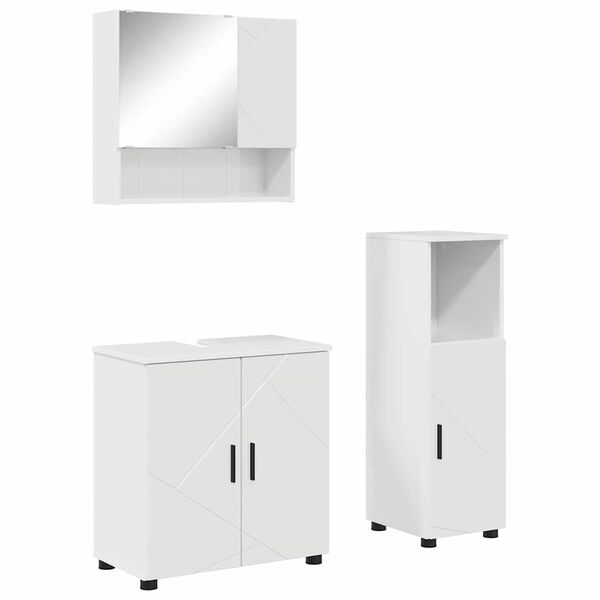 vidaXL Ensemble de mobilier de salle de bain 3 pcs Blanc brillant