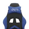 vidaXL Chaise de jeu avec repose-pied Noir et bleu Similicuir