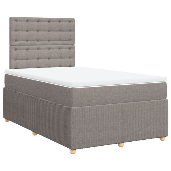 vidaXL Sommier &agrave; lattes de lit avec matelas Taupe 120x200 cm Tissu