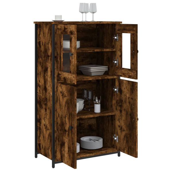 vidaXL Buffet haut ch&ecirc;ne fum&eacute; 62x32x106,5 cm bois d'ing&eacute;nierie