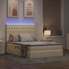 vidaXL Lit avec rangement et LED avec LED Cr&egrave;me 140 x 200 cm Polyester