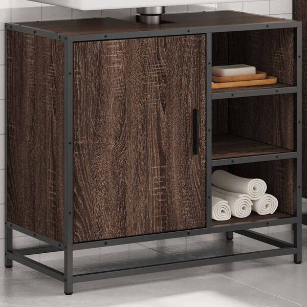 vidaXL Armoire de lavabo de salle de bain ch&ecirc;ne marron 65x33x60 cm