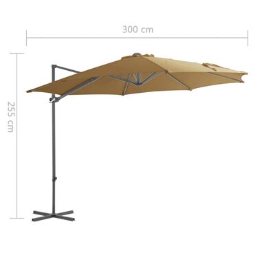 vidaXL Parasol en porte-à-faux avec mât en acier Taupe 300 cm