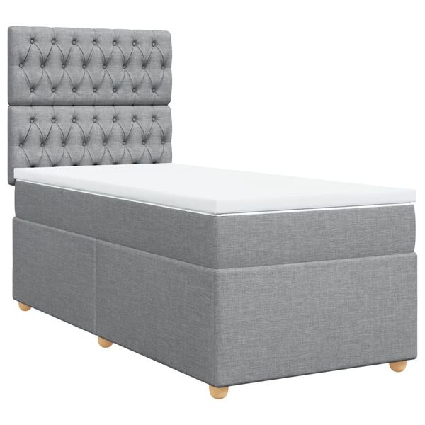 vidaXL Sommier &agrave; lattes de lit avec matelas gris clair 80x200 cm tissu