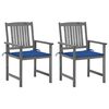 vidaXL Chaises de jardin et coussins lot de 2 Gris Bois acacia massif