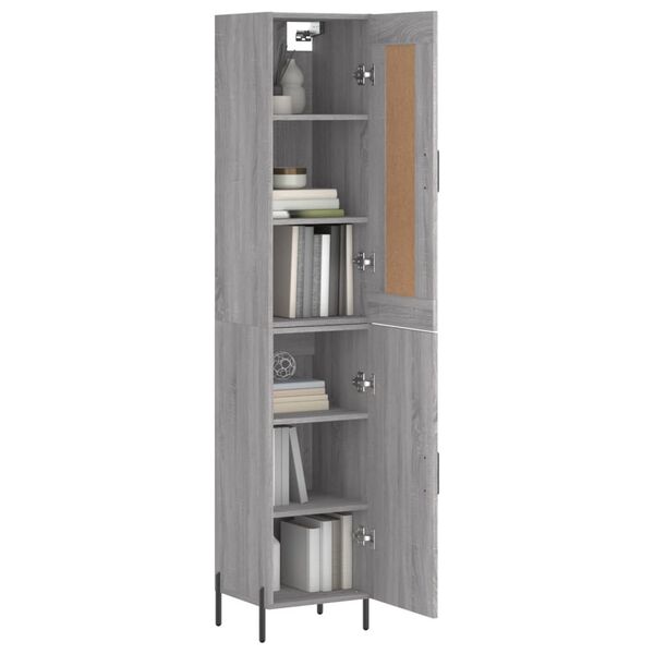 vidaXL Buffet haut Sonoma gris 34,5x34x180 cm Bois d'ing&eacute;nierie
