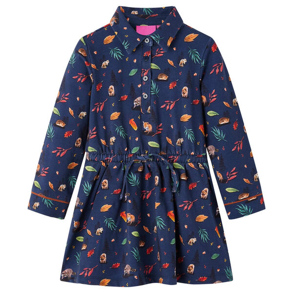 Robe pour enfants à manches longues bleu marine 140