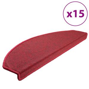 vidaXL Tapis d'escalier 15 pi&egrave;ces 65 x 24 x 4 cm Rouge Demi-rond Grand