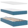 vidaXL Cadre de lit ottoman avec matelas bleu fonc&eacute; 100x200 cm velours