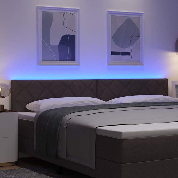 vidaXL Tête de lit avec des lumières à LED Marron 200 cm tissu