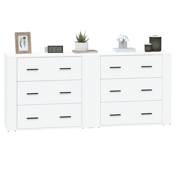 vidaXL Buffets 2 pcs blanc bois d'ingénierie