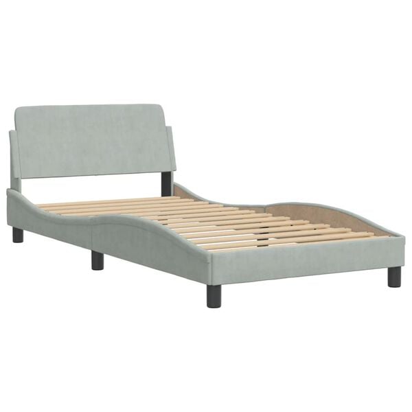 vidaXL Lit avec matelas Dover gris clair 100x200 cm velours