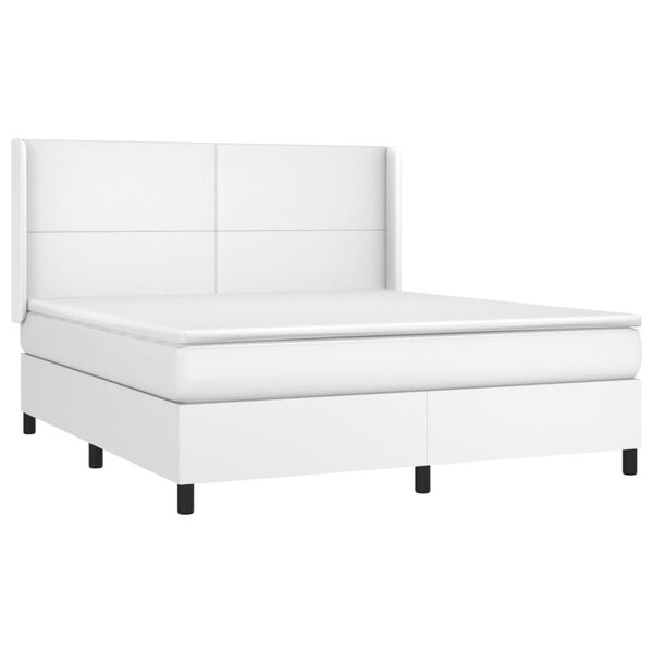 vidaXL Sommier &agrave; lattes de lit matelas LED Blanc 180x200 cm Similicuir