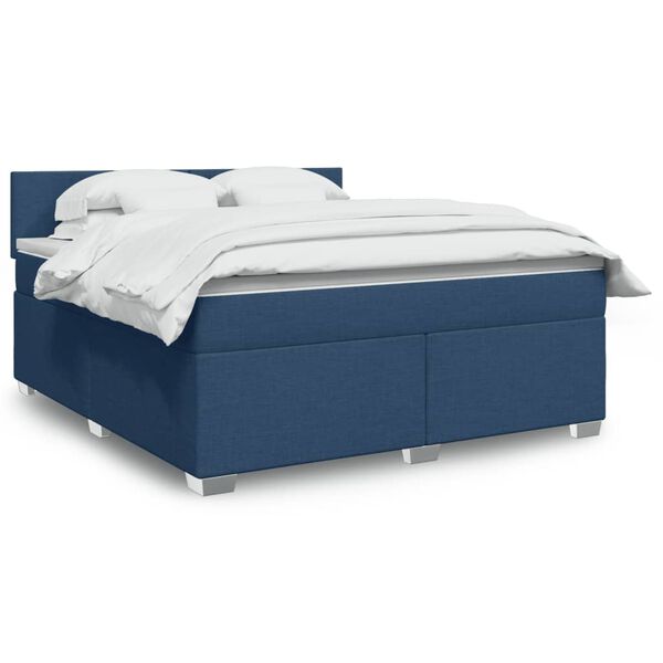 vidaXL Sommier &agrave; lattes de lit avec matelas Bleu 180x200 cm Tissu