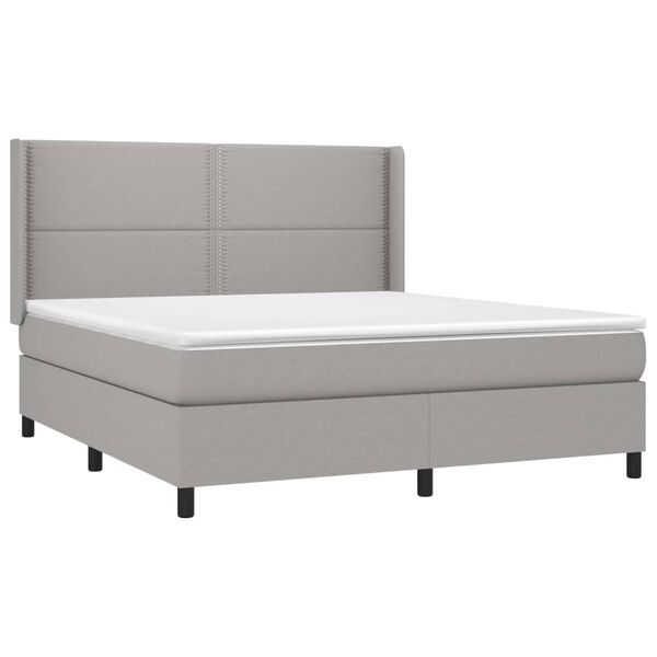 vidaXL Sommier &agrave; lattes de lit matelas LED Gris clair 180x200 cm Tissu