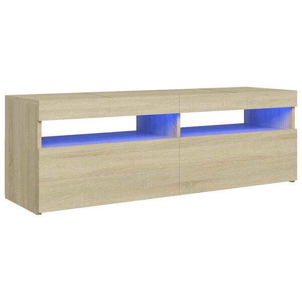 vidaXL Meuble TV avec lumi&egrave;res LED ch&ecirc;ne sonoma 120x35x40 cm