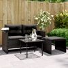 vidaXL Salon de jardin 3 pcs avec coussins noir résine tressée