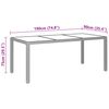 vidaXL Table de jardin 190x90x75 cm Verre trempé/résine tressée Beige