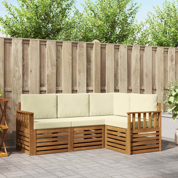 vidaXL Ensembles de canap&eacute;s avec coussin 4 pcs Naturel et Cr&egrave;me