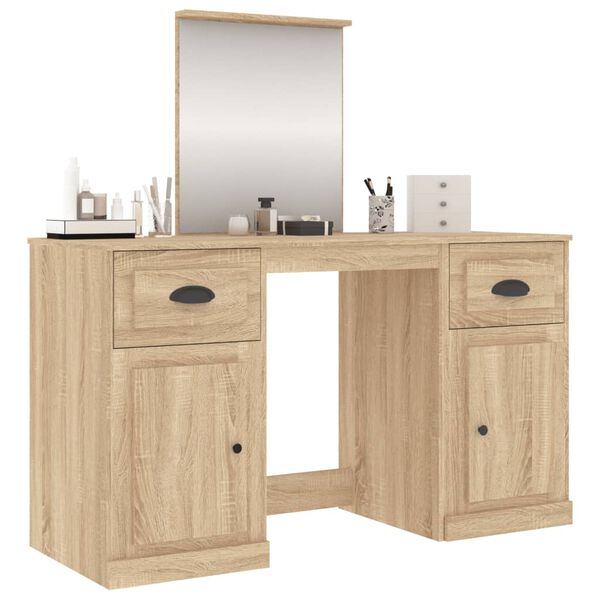 vidaXL Coiffeuse avec miroir ch&ecirc;ne sonoma 130x50x132,5 cm