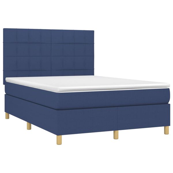 vidaXL Sommier &agrave; lattes de lit avec matelas Bleu 140x200 cm Tissu