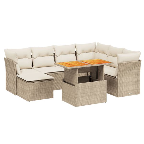 vidaXL Salon de jardin avec coussins 8 pcs beige r&eacute;sine tress&eacute;e