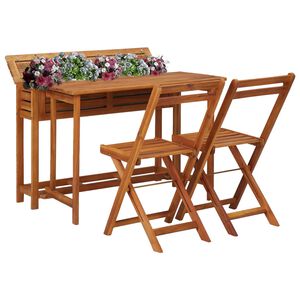 vidaXL Table &agrave; jardini&egrave;re et 2 chaises de bistro bois d'acacia massif