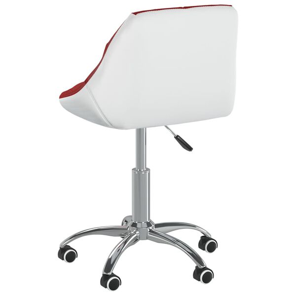 vidaXL Chaise pivotante &agrave; d&icirc;ner Rouge bordeaux et blanc Similicuir
