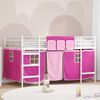 vidaXL Cadre de Lit Mezzanine pour Enfants avec Rideaux Blanc et rose