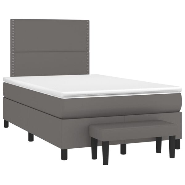 vidaXL Sommier &agrave; lattes de lit avec matelas Gris 120x200 cm Similicuir