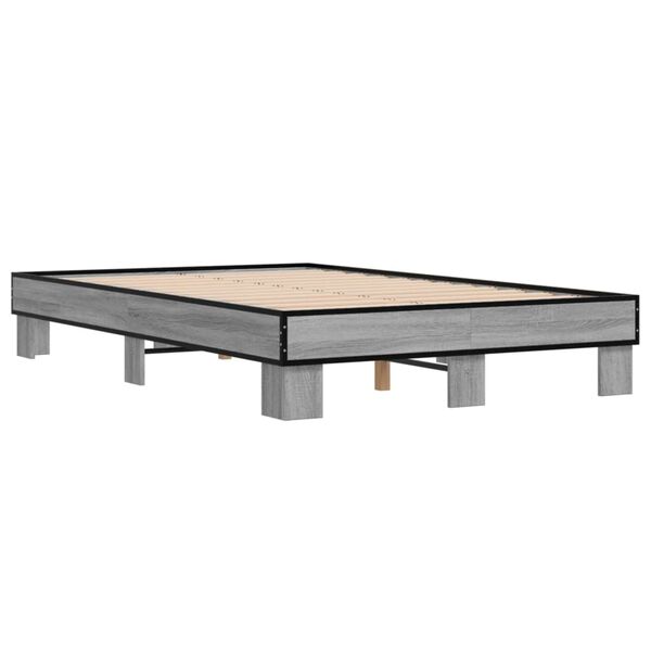 vidaXL Cadre de lit sans matelas sonoma gris 135x190 cm