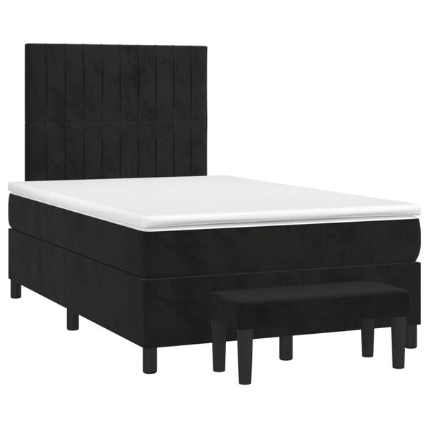 vidaXL Sommier &agrave; lattes de lit avec matelas Noir 120x200 cm Velours