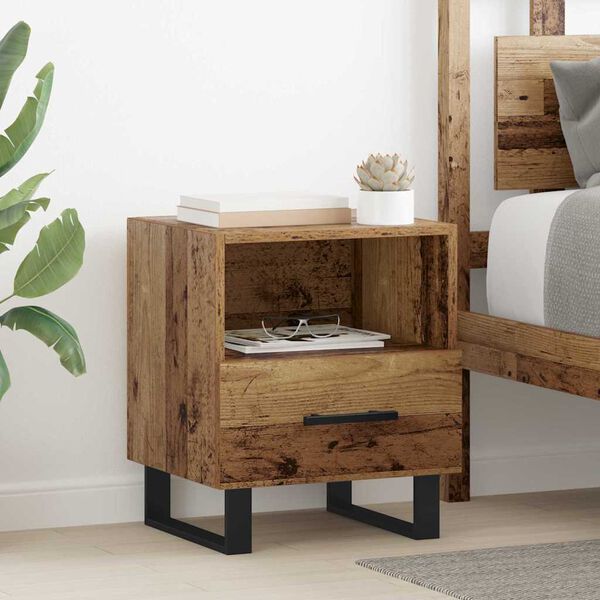 vidaXL Cabinet de chevet avec tiroir Bois ancien 40 x 35 x 47,5 cm