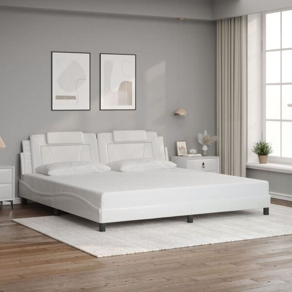 vidaXL Cadre de lit Viana avec LED sans matelas blanc 200x200 cm