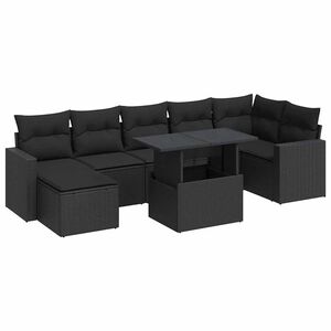 vidaXL Salon de jardin 8 pcs avec coussins noir r&eacute;sine tress&eacute;e