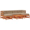 vidaXL Ensemble de salon de jardin 7 pc Brun cire Bois de pin massif