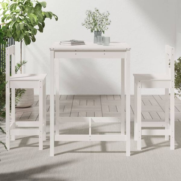vidaXL Ensemble de bar de jardin 3 pcs blanc bois de pin massif