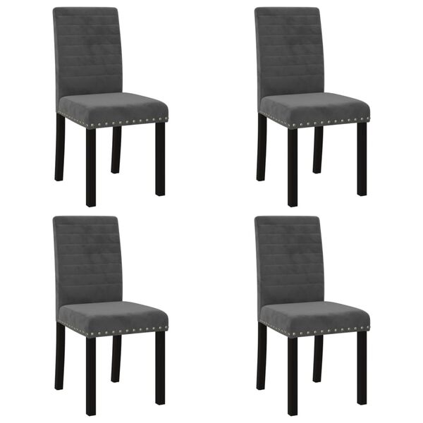 vidaXL Chaises &agrave; manger lot de 4 gris fonc&eacute; velours