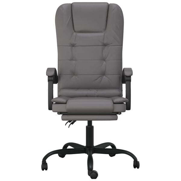 vidaXL Fauteuil de massage inclinable de bureau Gris Similicuir
