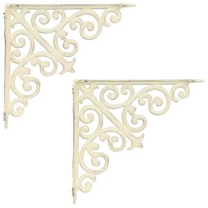 vidaXL Supports d'&eacute;tag&egrave;re murale 2 pc Blanc antique 9,5 x 9,5 x 3 cm